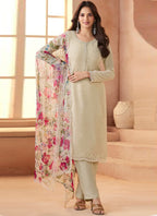 Vegaa Fashion Cream Soft Chiffon Salwar Suit - Distacart