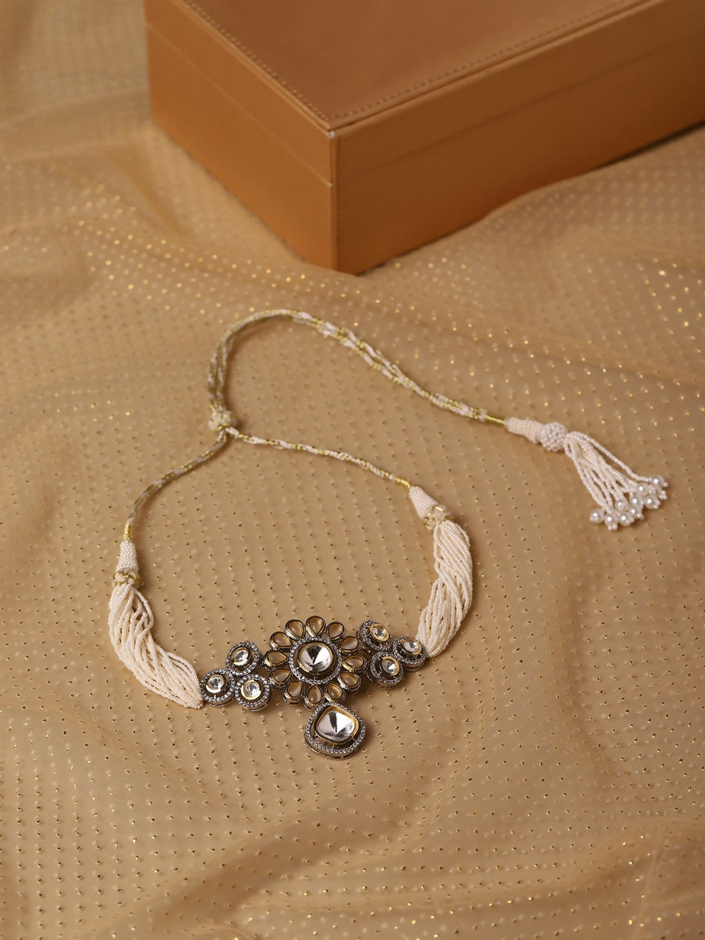 Flower Kundan Choker with Pearls- Ruby Raang