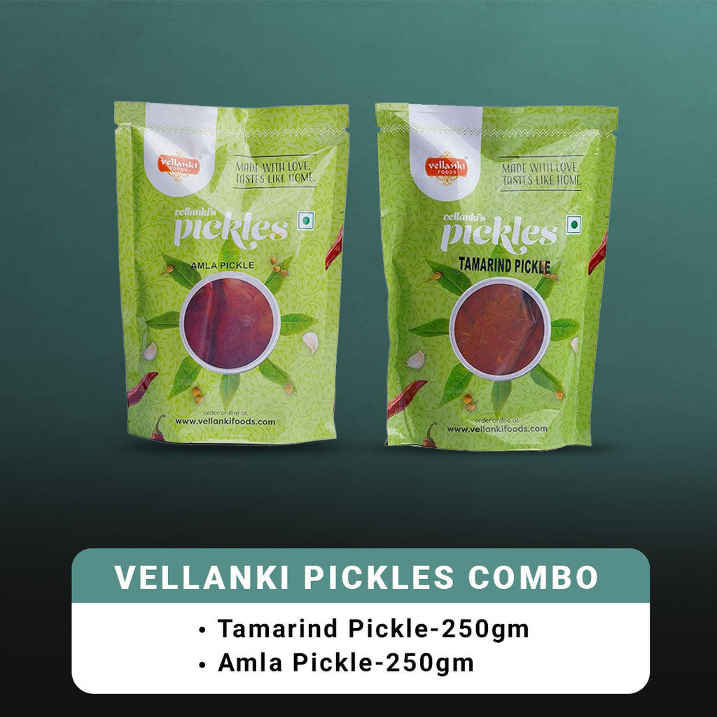 Vellanki Foods Pickles - Tamarind Pickle, Amla Pickle Combo Pack (250 gms Each) - Distacart