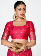 Vellora Rani Pink Premium Banarasi Silk Saree with Rich Golden Zari - Distacart