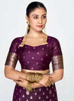 Vellora Wine Purple Zari Woven Banarasi Silk Saree - Distacart