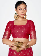 Vellora Maroon Banarasi Silk Saree with Rich Zari Detailing - Distacart
