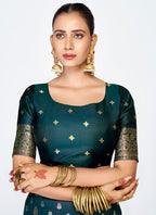 Vellora Navy Blue Premium Banarasi Silk Saree with Gold Zari - Distacart