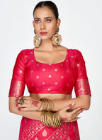 Vellora Rani Pink Premium Zari Weaving Soft Silk Saree - Distacart