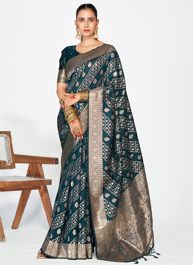 Vellora Peacock Blue Luxurious Soft Silk Zari Weaving Saree - Distacart
