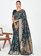 Vellora Peacock Blue Luxurious Soft Silk Zari Weaving Saree - Distacart