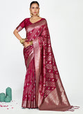 Vellora Wine Magenta Premium Zari Weaving Designer Silk Saree - Distacart