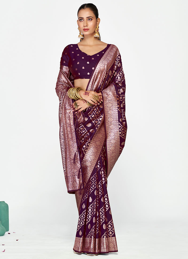 Vellora Royal Purple Traditional Soft Silk Zari Weaving Saree - Distacart