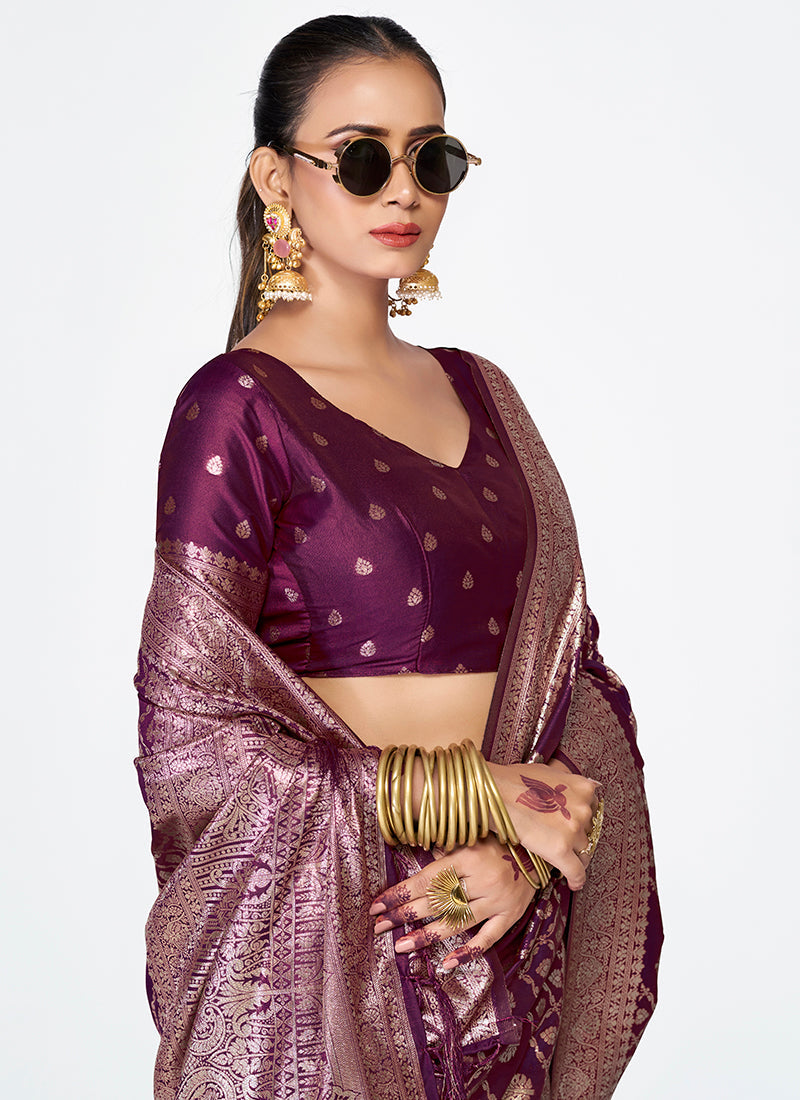 Vellora Royal Purple Traditional Soft Silk Zari Weaving Saree - Distacart