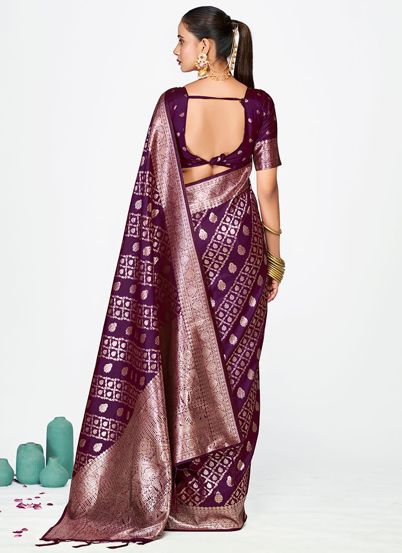 Vellora Royal Purple Traditional Soft Silk Zari Weaving Saree - Distacart