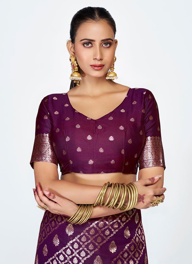 Vellora Royal Purple Traditional Soft Silk Zari Weaving Saree - Distacart