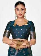 Vellora Navy Blue Banarasi Silk Saree with Rich Zari Weaving - Distacart