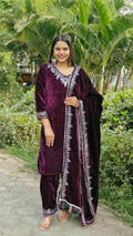 Lehenga Mart Designer Velvet Ready to wear Kurta Pant Dupatta for Women - Distacart