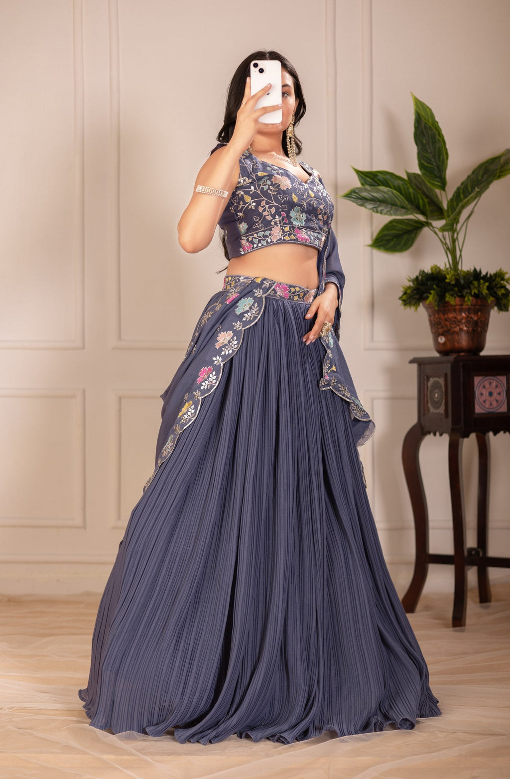 Lehenga Mart Designer Wedding Lehenga choli for Women - Grey