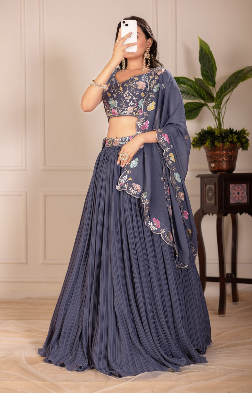 Lehenga Mart Designer Wedding Lehenga choli for Women - Grey
