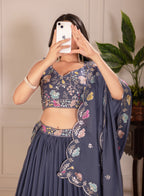Lehenga Mart Designer Wedding Lehenga choli for Women - Grey