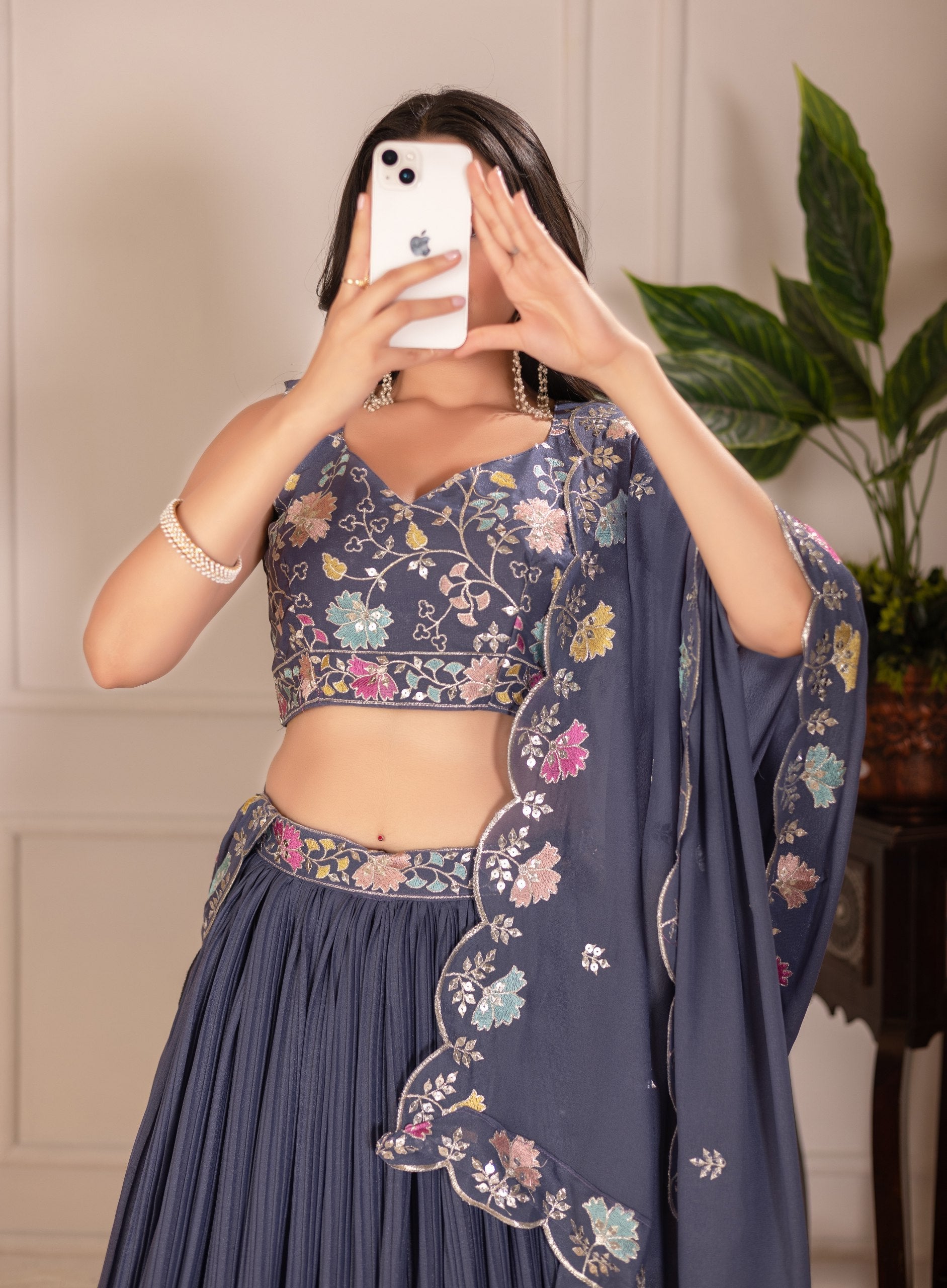 Lehenga Mart Designer Wedding Lehenga choli for Women - Grey