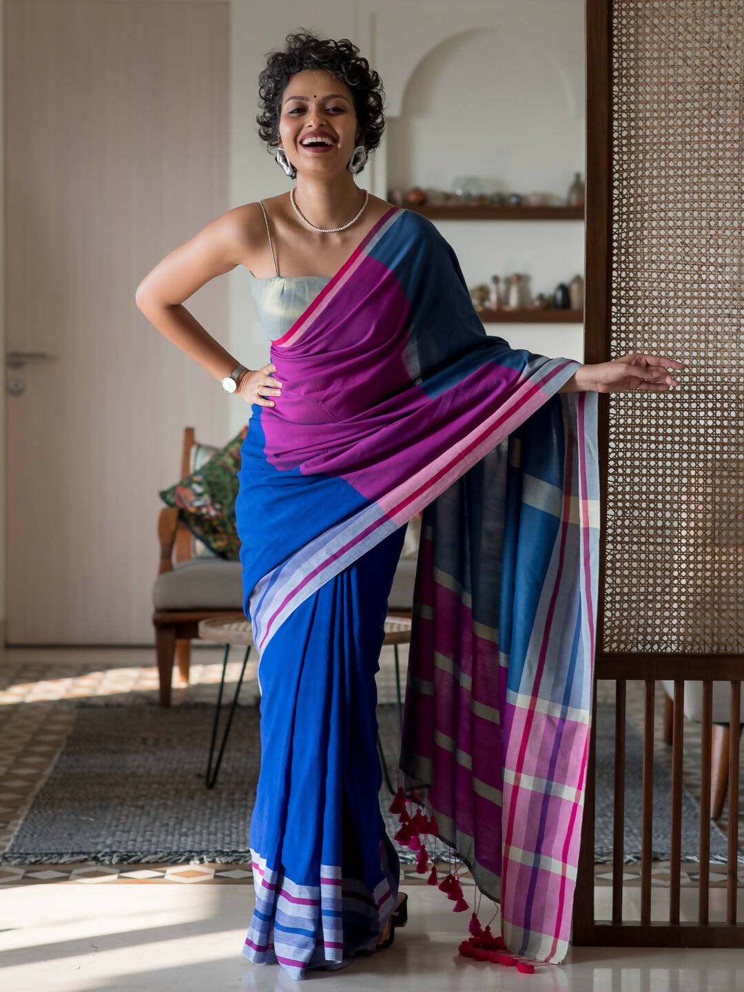 Suta Multi Color Woven Design Cotton Blend Saree - Distacart