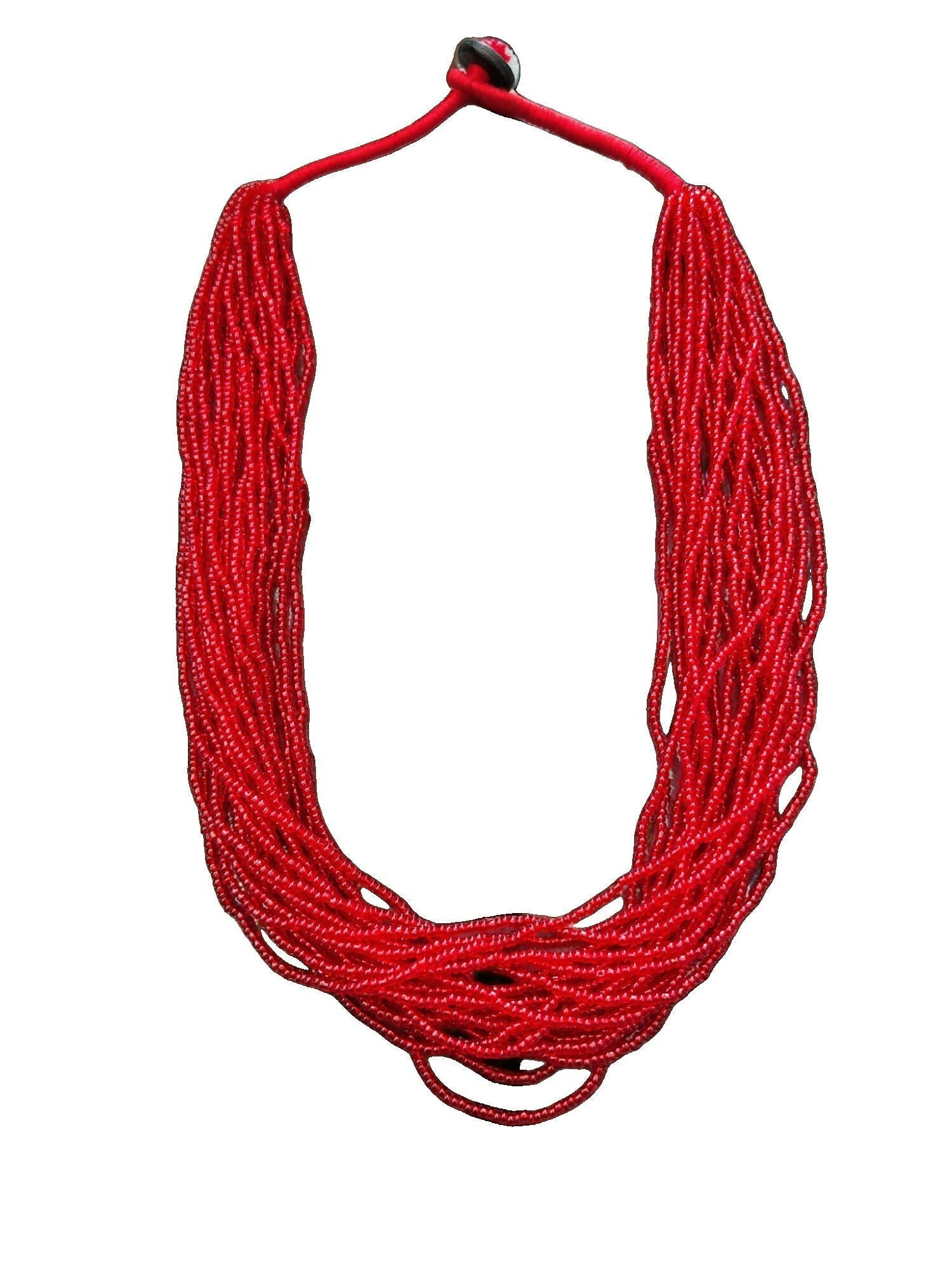 Inhanns Handmade Beaded Multilayer Necklace, 20 Layers - Red
