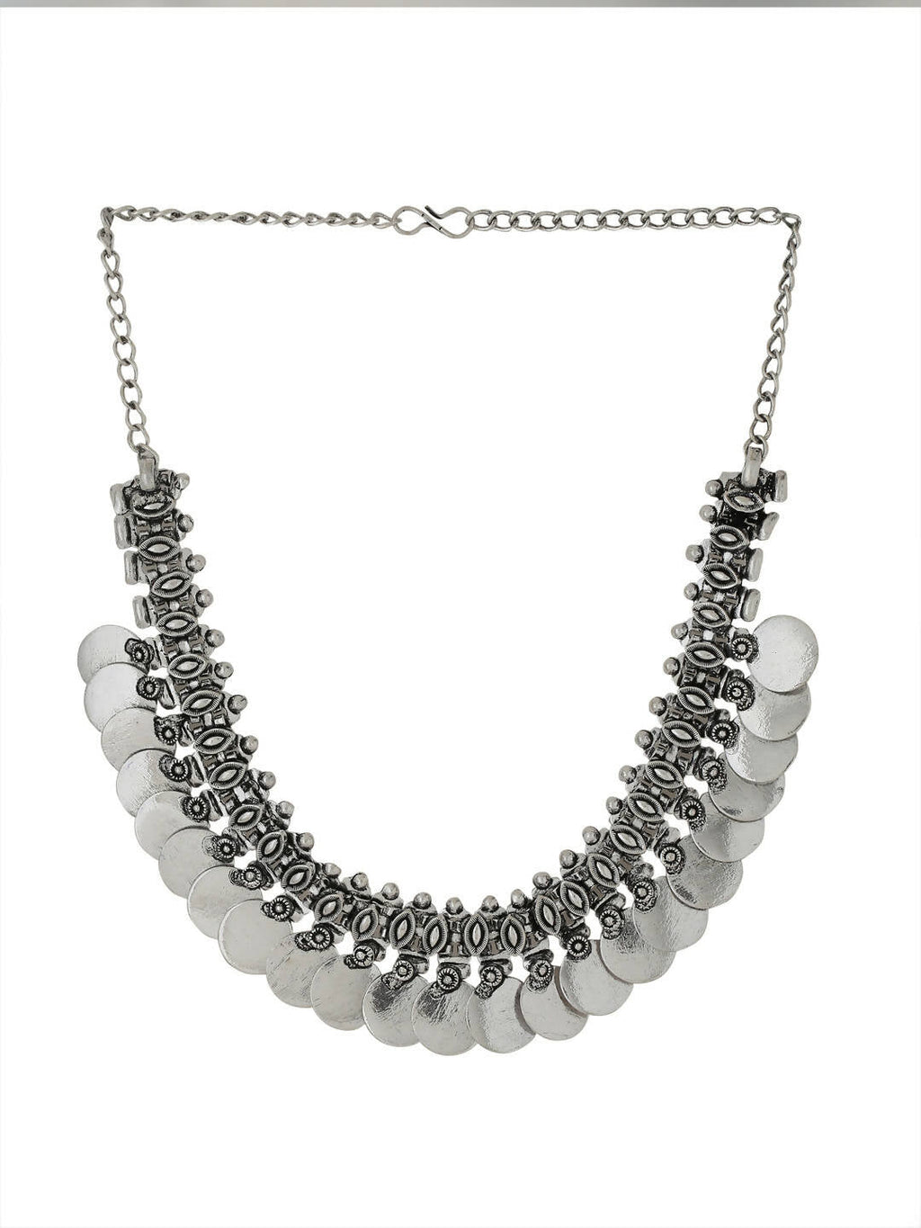 NVR Women Silver-Plated Oxidised Necklace