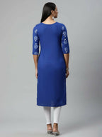 Ahalyaa Womens Beautiful Royal Blue Pure Cotton Printed Kurtas - Distacart