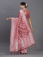 Shree Shyam Fashion Linen Cotton Peach Saree - Distacart