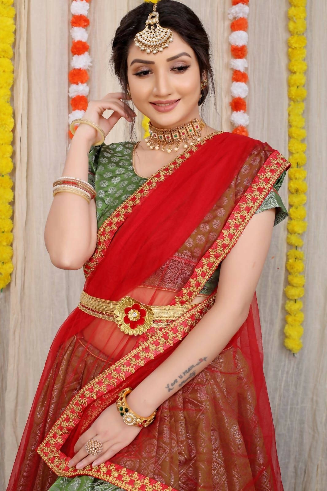 DEIANA'S Beautiful Pure Jari Silk Weaving Lehengha Choli - Mehndi