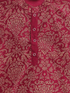 Ahalyaa Purple Poly Silk Gold Print Kids Kurta Churidar Set For Boys