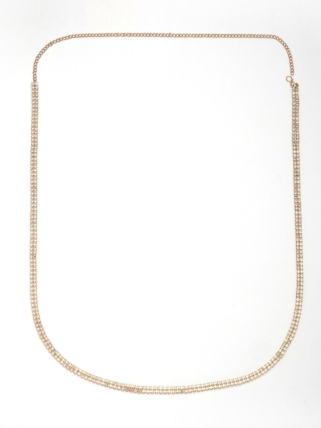 NVR Women's Rose Gold-Polished AD-Studded Double Layered Kamarbandh Waist Chain