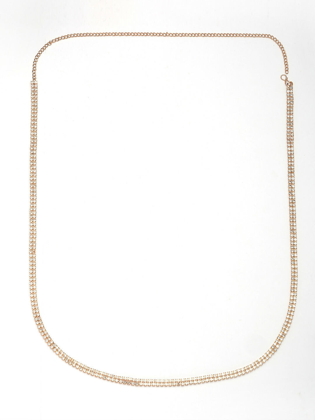 NVR Women's Rose Gold-Polished AD-Studded Double Layered Kamarbandh Waist Chain