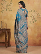 Shree Shyam Fashion Teal Silk Blend Saree - Distacart