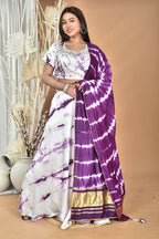 Morchari Women Tai Dai And Hand Embroidery Lehenga-Purple