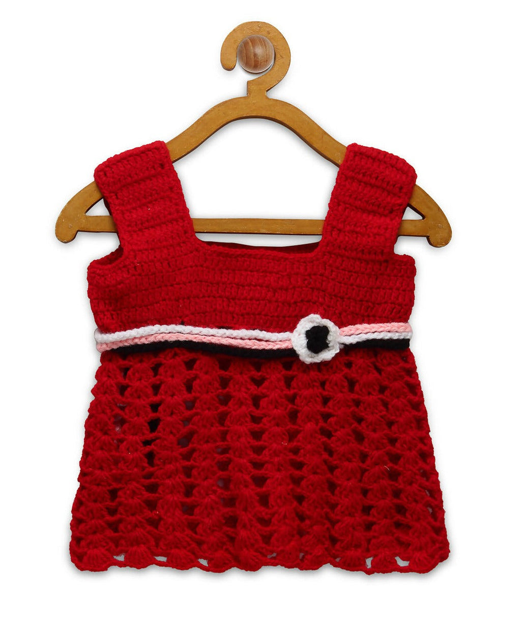 Chutput Kids Red Ice Cream Design Solid Wool Frock