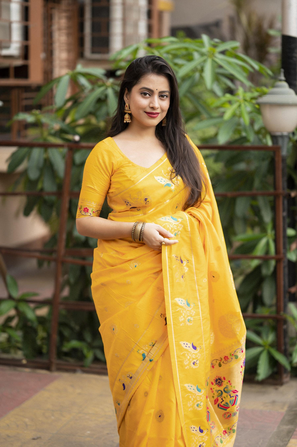 Yellow Pure Silk Woven Design Saree with Unstitched Blouse - A2M