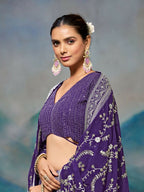 Purple Georgette Embroidery Work Lehenga Choli - Jihu Culture