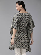 Yufta Women Black & Beige Printed Kaftan Kurta