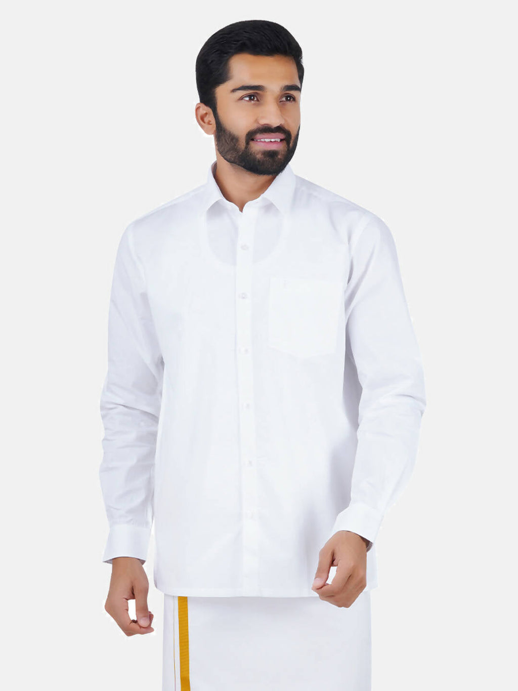 Ramraj Cotton Mens Full Sleeve Formal 100 % Cotton White Shirt