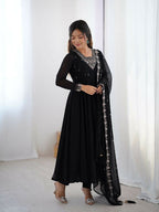 Joban Fashion Black Kurta Set Georgette Sequence Embroidery Work - Distacart