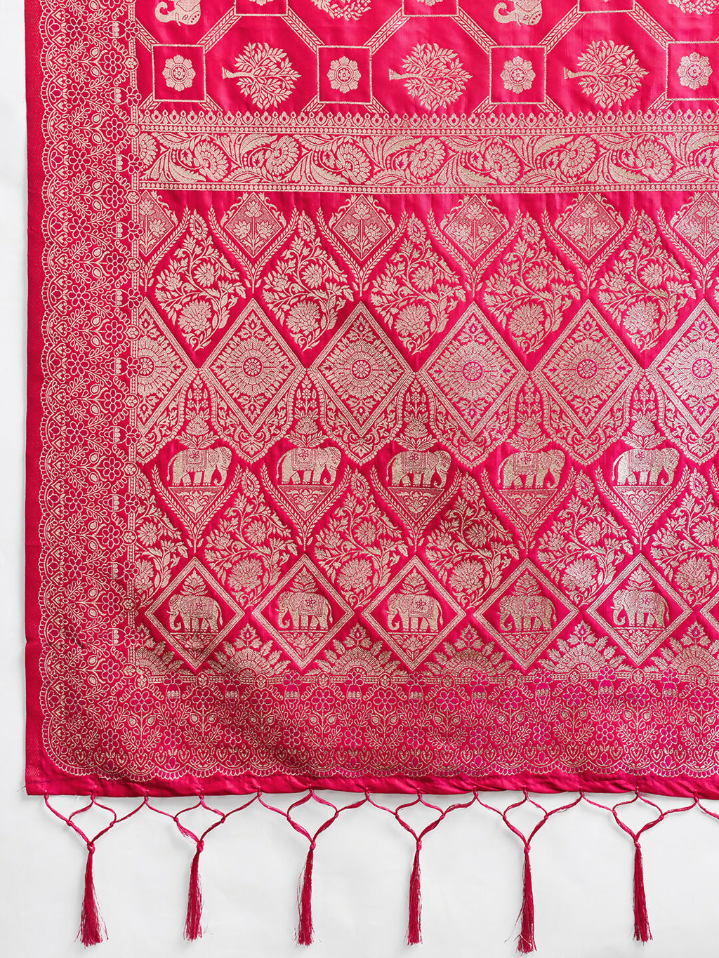Shree Shyam Fashion Rani Pink Silk Blend Saree - Distacart