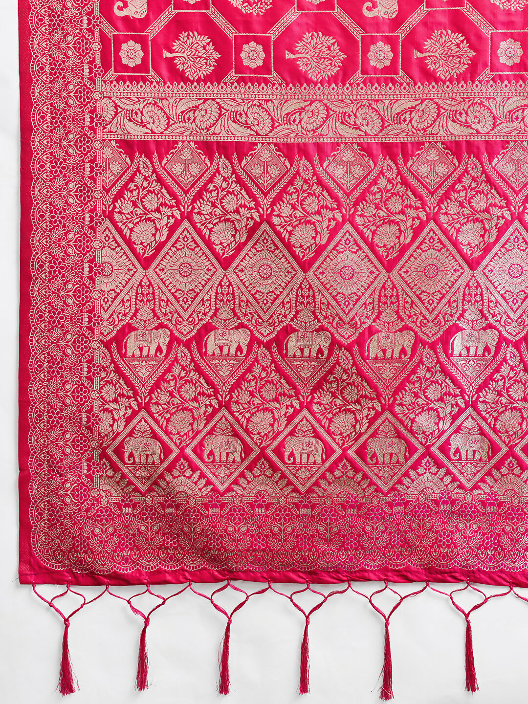 Shree Shyam Fashion Rani Pink Silk Blend Saree - Distacart