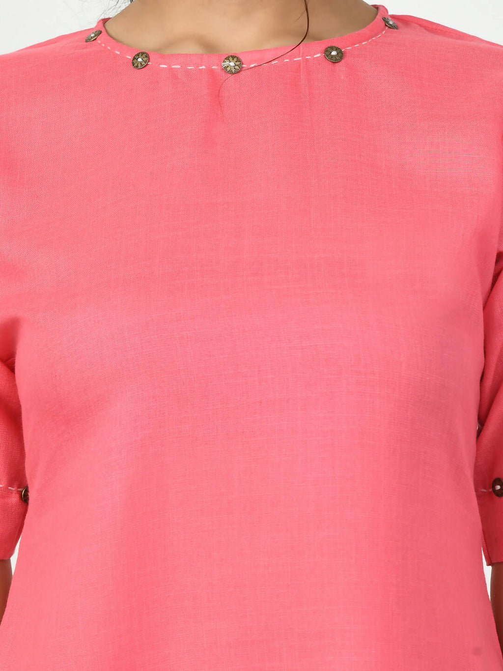 Myshka Women's Pink A-Line Solid Kurta