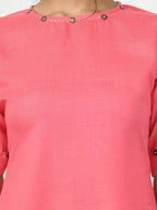 Myshka Women's Pink A-Line Solid Kurta