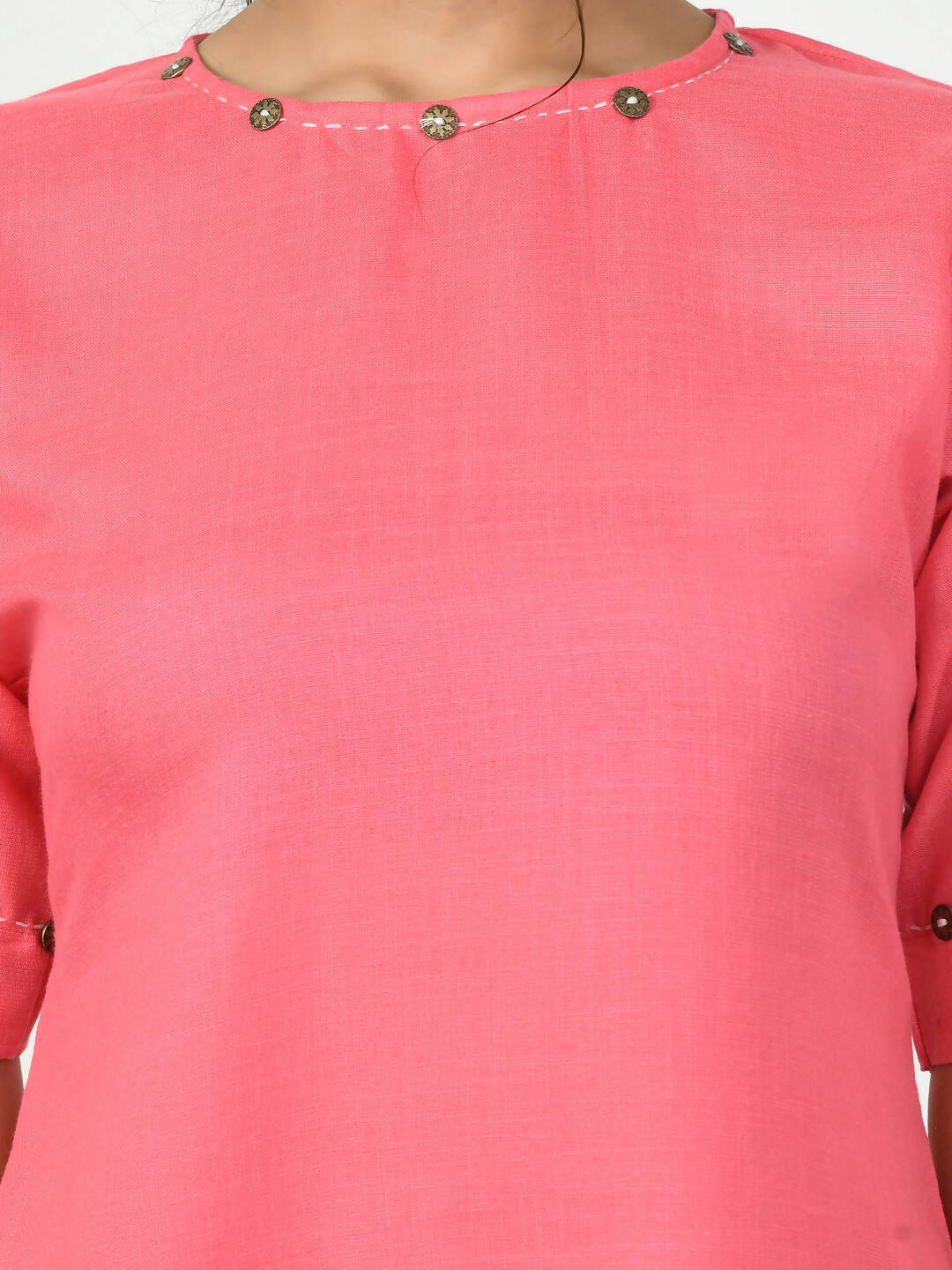 Myshka Women's Pink A-Line Solid Kurta