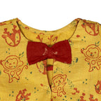 Mhyssa Puffed Sleeves A line Yellow and Red Printed Frock