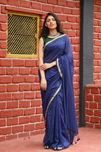 Very Much Indian Pure Cotton Handloom Saree With Intricate Borders - Violet - Distacart