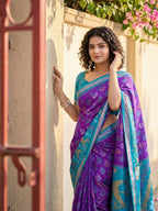 Anaita Violet Pochampally Printed Saree With Blouse - Distacart