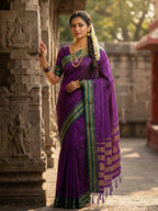 Anaita Violet Silk Woven Saree With Blouse - Distacart