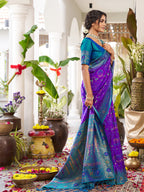 Anaita Violet Silk Woven Saree With Blouse - Distacart