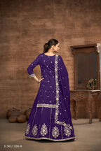 Anaita Maroon Premium Embroidered Vichitra Silk Lehenga Style Suit - Distacart