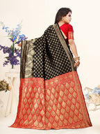 Vedant Vastram Litchi Silk Designer Banarasi Saree - Black